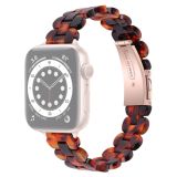 Oval Resin Replacement Strap Watchband For Apple Watch Series 6 & SE & 5 & 4 44mm / 3 & 2 & 1 42mm(Tortoiseshell)