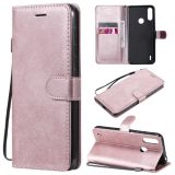 For Motorola Moto E7 Power Solid Color Horizontal Flip Protective Leather Case with Holder & Card Slots & Wallet & Photo Frame & Lanyard(Rose Gold)