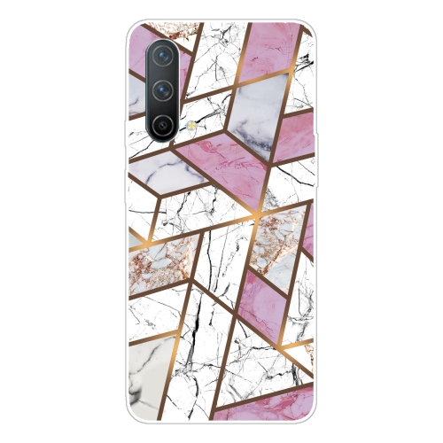 For OnePlus Nord CE 5G Marble Pattern Shockproof TPU Protective Case(Rhombus White Purple)