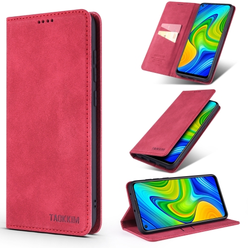 For Xiaomi Redmi Note 9 / 10X TAOKKIM Retro Matte PU Horizontal Flip Leather Case with Holder & Card Slots(Red)