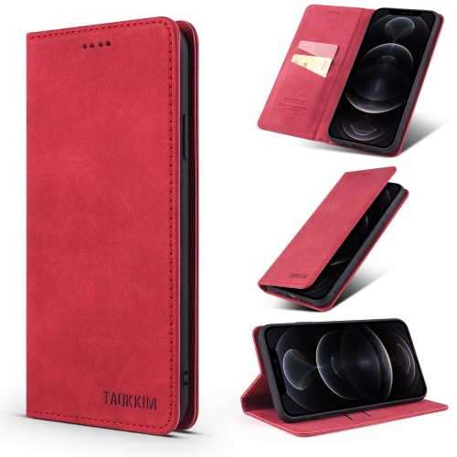 TAOKKIM Retro Matte PU Horizontal Flip Leather Case with Holder & Card Slots For iPhone 11(Red)