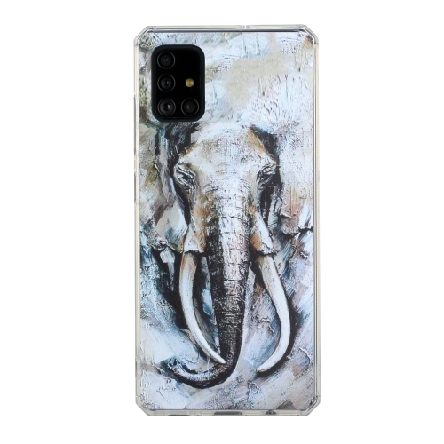 For Samsung Galaxy A51 4G Oil Painting Pattern TPU Shockproof Case(Elephant)