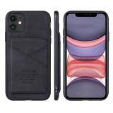 TAOKKIM Retro Matte PU Leather + PC + TPU Shockproof Back Cover Case with Holder & Card Slot For iPhone 11 Pro(Black)