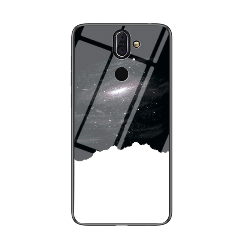 For Nokia 8 Sirocco Starry Sky Painted Tempered Glass TPU Shockproof Protective Case(Universe Starry Sky)