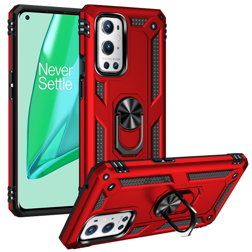 For OnePlus 9 Pro Shockproof TPU + PC Protective Case with 360 Degree Rotating Holder(Red)