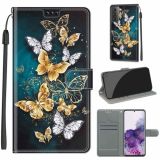 For Samsung Galaxy S21+ 5G Voltage Colored Drawing Magnetic Clasp Horizontal Flip PU Leather Case with Holder & Card Slots(C20 Gold Silver Flying Butterflies)