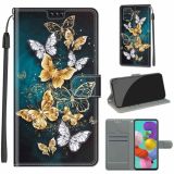 For Samsung Galaxy A51 Voltage Colored Drawing Magnetic Clasp Horizontal Flip PU Leather Case with Holder & Card Slots(C20 Gold Silver Flying Butterflies)