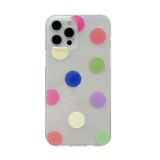 Colorful Dot Pattern TPU Straight Edge Shockproof Case For iPhone 12 / 12 Pro(Red Green Yellow)