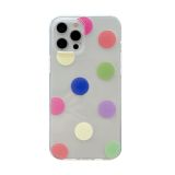 Colorful Dot Pattern TPU Straight Edge Shockproof Case For iPhone 12 / 12 Pro(Red Green Yellow)