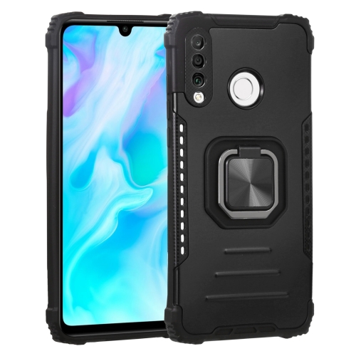 For Huawei P30 Lite Fierce Warrior Series Armor All-inclusive Shockproof Aluminum Alloy + TPU Protective Case with Ring Holder(Black)