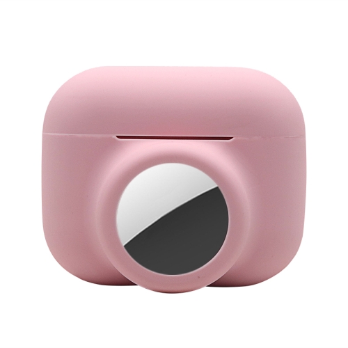 2 in 1 Shockproof Full Coverage Silicone Protective Case For AirPods Pro / AirTag(Pink)
