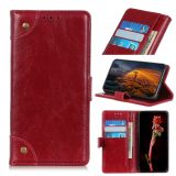 Copper Buckle Nappa Texture Horizontal Flip Leather Case with Holder & Card Slots & Wallet For iPhone 13(Wine Red)
