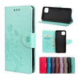 For Samsung Galaxy A22 5G Butterfly Flower Pattern Horizontal Flip Leather Case with Holder & Card Slots & Wallet(Green)