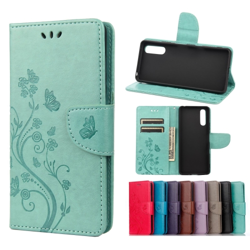 For Sony Xperia 10 III Butterfly Flower Pattern Horizontal Flip Leather Case with Holder & Card Slots & Wallet(Green)
