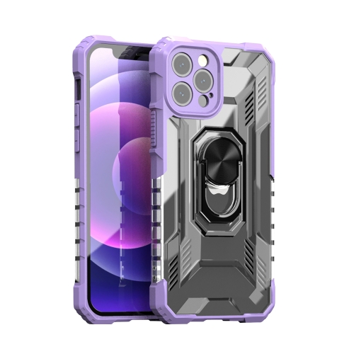 PC + TPU Shockproof Protective Case with Metal Ring Holder For iPhone 12 Pro Max(Purple)