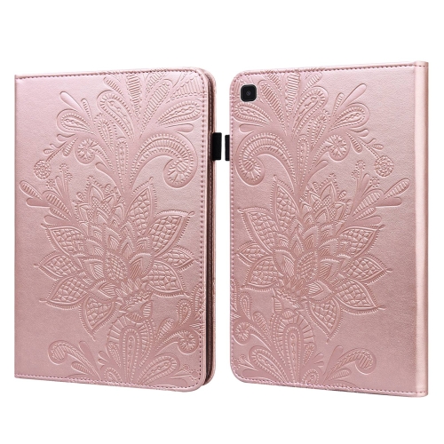 For Samsung Galaxy Tab A7 Lite T220/T225 Lace Flower Embossing Pattern Horizontal Flip Leather Case with Holder & Card Slots & Wallet & Photo Frame(Rose Gold)
