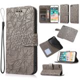 Skin Feel Embossed Sunflower Horizontal Flip Leather Case with Holder & Card Slots & Wallet & Lanyard For iPhone 7 / 8 / SE(2020)(Gray)