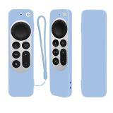 Silicone Protective Case Cover with Rope For Apple TV 4K 4th Siri Remote Controller(Sky Blue)