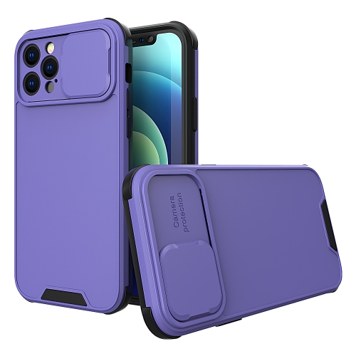 Sliding Camera Cover Design PC + TPU Protective Case For iPhone 12 Pro(Purple)