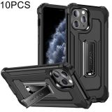 10 PCS Knight Jazz PC+TPU Shockproof Protective Case with Foldable Holder For iPhone 11 Pro(Black)