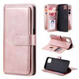 For OPPO A72 5G / A73 5G Multifunctional Magnetic Copper Buckle Horizontal Flip Solid Color Leather Case with 10 Card Slots & Wallet & Holder & Photo Frame(Rose Gold)