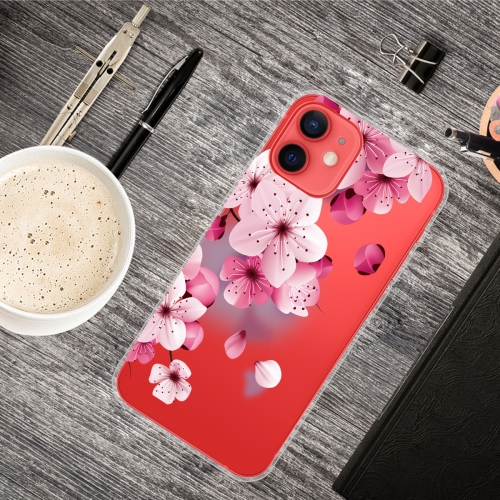Painted Pattern High Transparent TPU Protective Case For iPhone 13 mini(Cherry Blossoms)