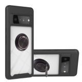 For Google Pixel 6 Pro Starry Sky Solid Color Series Shockproof PC + TPU Protective Case with Ring Holder & Magnetic Function(Black)
