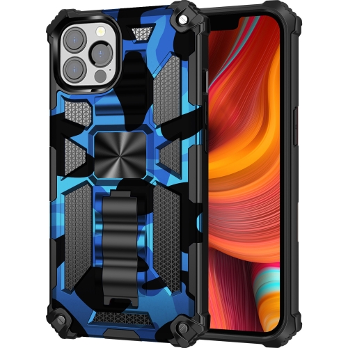 Camouflage Armor Shockproof TPU + PC Magnetic Protective Case with Holder For iPhone 13 Pro(Blue)