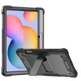 For Samsung Galaxy Tab S6 Lite Silicone + PC Shockproof Protective Case with Holder(Black)