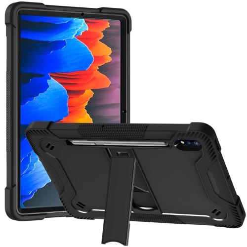 For Samsung Galaxy Tab S7 Silicone + PC Shockproof Protective Case with Holder(Black)