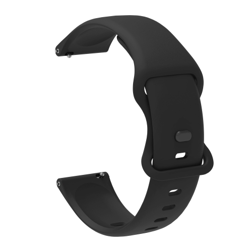 22mm For Garmin Venu / Samsung Galaxy Watch Active 2 Universal Inner Back Buckle Perforation Silicone Replacement Strap Watchband(Black)