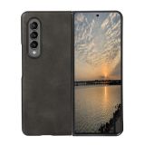 For Samsung Galaxy Z Fold3 5G Two-color Cowhide Texture PU Shockproof Protective Case(Black)