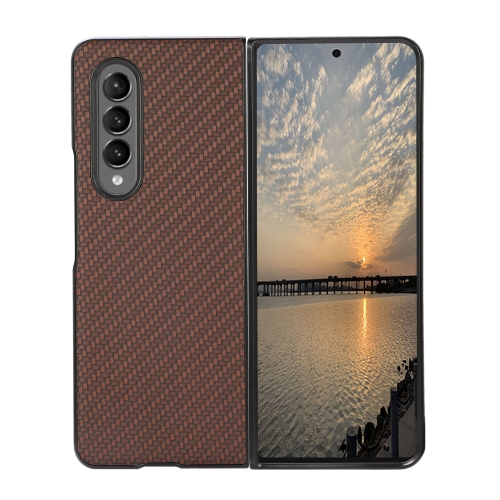 For Samsung Galaxy Z Fold3 5G Carbon Fiber Texture Shockproof Protective Case(Brown)