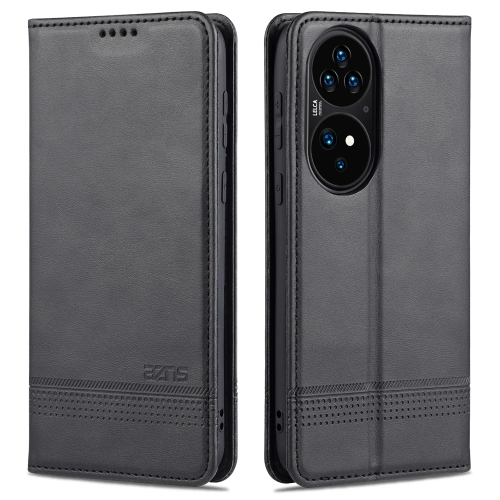 For Huawei P50 Pro AZNS Magnetic Calf Texture Horizontal Flip Leather Case with Card Slots & Holder & Wallet(Black)