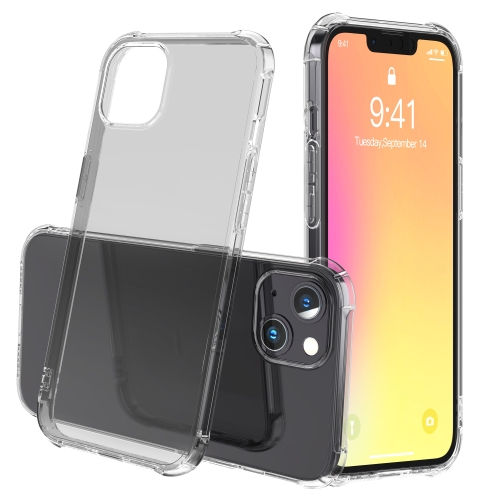 LESUDESIGN Rhino Shield Series TPU Anti-fall Transparent Phone Protective Case with Sound Conversion Design For iPhone 13(Transparent Black)