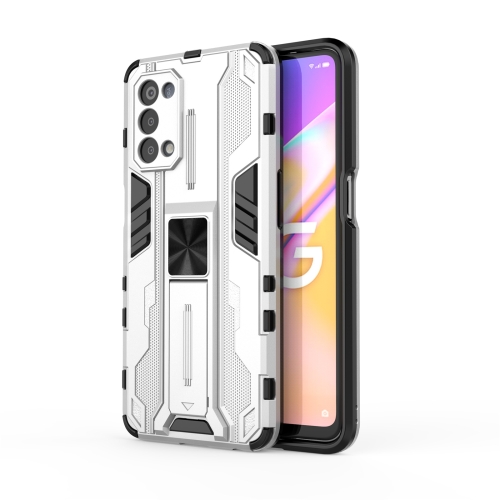 For OPPO A93 5G / For OnePlus Nord N200 5G Supersonic PC + TPU Shock-proof Protective Case with Holder(Silver)