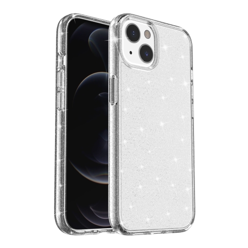 Shockproof Terminator Style Glitter Powder Protective Case For iPhone 13 mini(White)