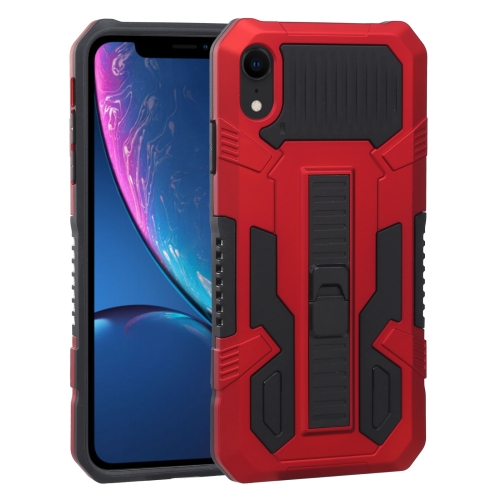 Vanguard Warrior All Inclusive Double-color Shockproof TPU + PC Protective Case with Holder For iPhone XR(Red)