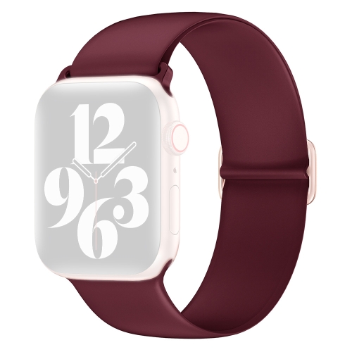 Elasticity Silicone Replacement Strap Watchband For Apple Watch Series 6 & SE & 5 & 4 40mm / 3 & 2 & 1 38mm(Wine Red)