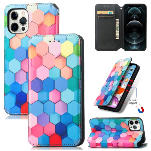 Colored Drawing Magnetic Horizontal Flip PU Leather Case with Holder & Card Slots & Wallet For iPhone 13 mini(Color Honeycomb)