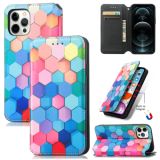 Colored Drawing Magnetic Horizontal Flip PU Leather Case with Holder & Card Slots & Wallet For iPhone 13 Pro(Color Honeycomb)