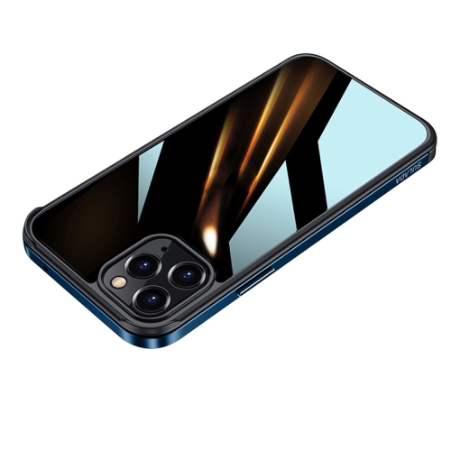 SULADA Shockproof Aviation Aluminum Metal Frame + Nano Glass + TPU Protective Case For iPhone 11 Pro Max(Dark Blue)