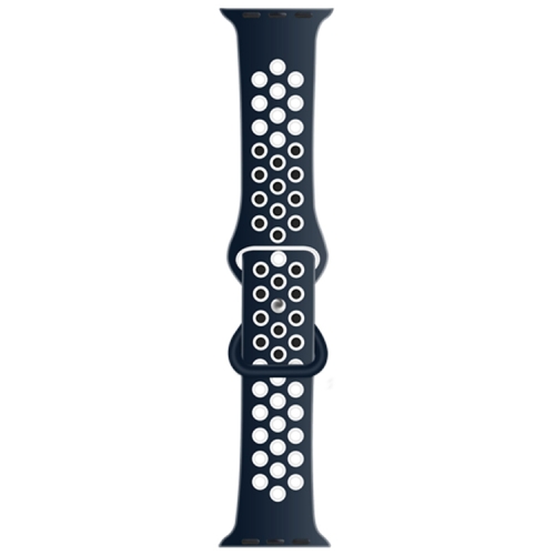 Butterfly Buckle Dual-tone Liquid Silicone Replacement Watchband For Apple Watch Series 6 & SE & 5 & 4 40mm / 3 & 2 & 1 38mm(Navy+White)