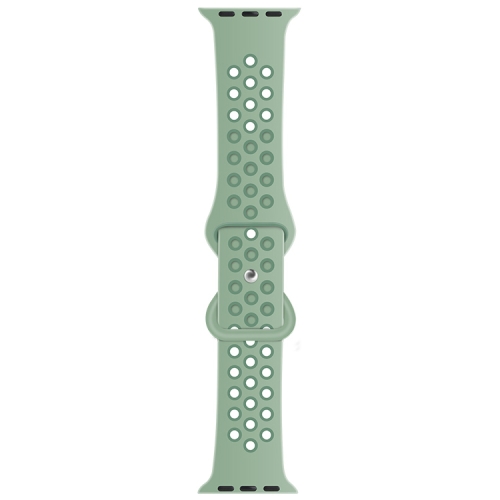 Butterfly Buckle Dual-tone Liquid Silicone Replacement Watchband For Apple Watch Series 6 & SE & 5 & 4 44mm / 3 & 2 & 1 42mm(Cloudy Gray+Gray Green)