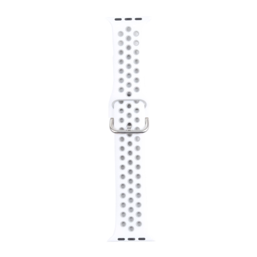 Metal Buckle Silicone Replacement Watchband For Apple Watch Series 6 & SE & 5 & 4 40mm / 3 & 2 & 1 38mm(White+Gray)