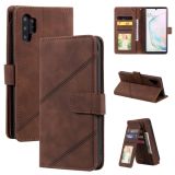 For Samsung Galaxy Note10+ Skin Feel Business Horizontal Flip PU Leather Case with Holder & Multi-Card Slots & Wallet & Lanyard & Photo Frame(Brown)