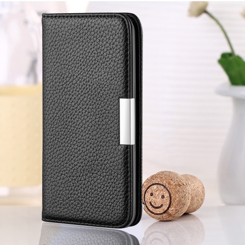 For iPhone 13 Pro Max Litchi Texture Horizontal Flip Leather Case with Holder & Card Slots(Black)