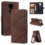 For Xiaomi Redmi Note 9 Skin Feel Business Horizontal Flip PU Leather Case with Holder & Multi-Card Slots & Wallet & Lanyard & Photo Frame(Brown)