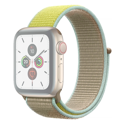 For Apple Watch Series 6 & SE & 5 & 4 40mm / 3 & 2 & 1 38mm Color Matching Nylon Watchband(Green + Baby Blue)