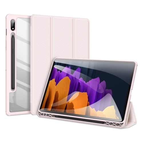 For Samsung Galaxy Tab S7 2020 SM-T870 / SM-T875 DUX DUCIS TOBY Series Shockproof PU Leather + PC + TPU Horizontal Flip Case with Holder & Pen Slot & Sleep / Wake-up Function(Pink)